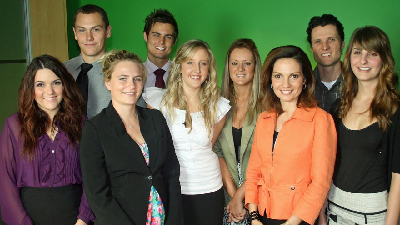 Rosanna Natoli with the University of the Sunshine Coast News crew, from left, Kaylie-Anne Beasley, James Drew, Morgan Williams, Daniel Dunkinson, Jessica Taylor, Taya Lacey, tutor and Ben King, and Laura Hegarty.