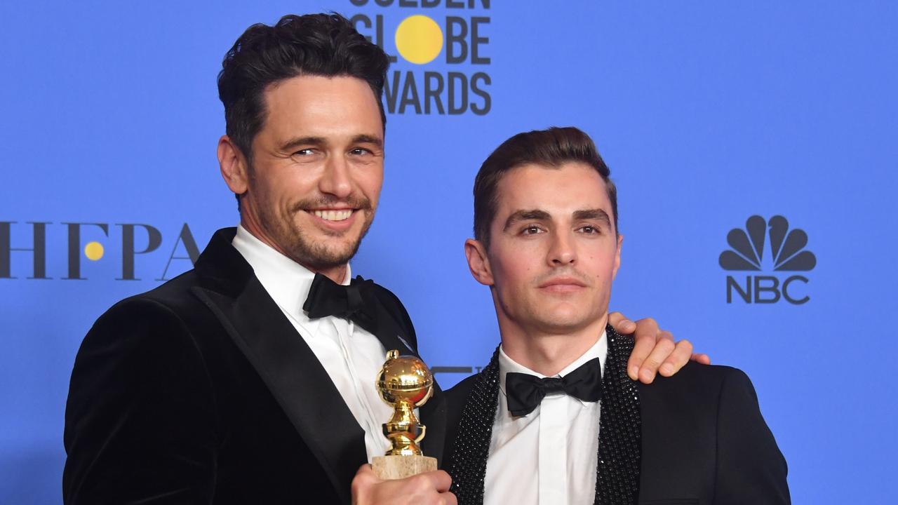 Franco (left, with brother Dave) won the 2018 Golden Globe for best actor. Picture: AFP