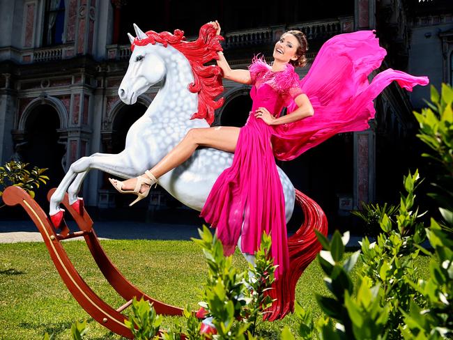 Rachael Finch wears a Costarella design. Picture: Alex Coppel