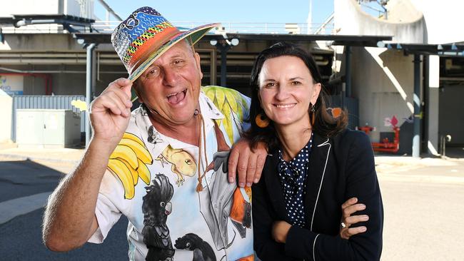 Steve Price and Claudia Brumme-Smith, CEO of Townsville Enterprise, outside Reef HQ which remains closed. Picture: Shae Beplate.