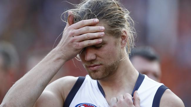 Harry Himmelberg laments GWS Giants’ dismal grand final display. Picture: Ryan Pierse/AFL Media/via Getty Images.