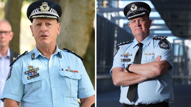 Deputy Commissioner Paul Taylor (left) and Chief Superintendent Ray Rohweder (right) were revealed as the two top cops who made inappropriate comments at a leadership conference. Photo: News Corp Australia