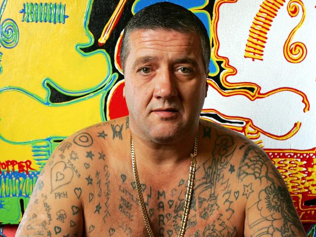 Chopper, pictured with some of his art later in life. Picture: Craig Borrow