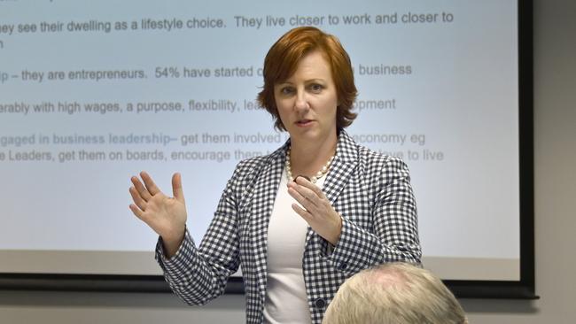 TSBE CEO Ali Davenport talks at a Future Toowoomba meeting in August.