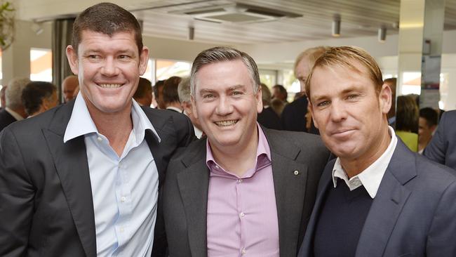 James Packer, Eddie McGuire and Shane Warne at Eddie McGuire's 30 years in television party.