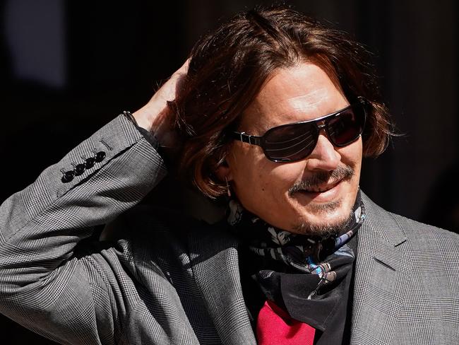 Johnny Depp smiles outside court on day eleven of his libel trial. Picture: AFP