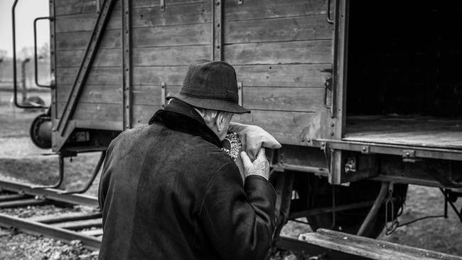 Frank Lowy at Auschwitz in a still from "What Will Become of Us". Picture: supplied