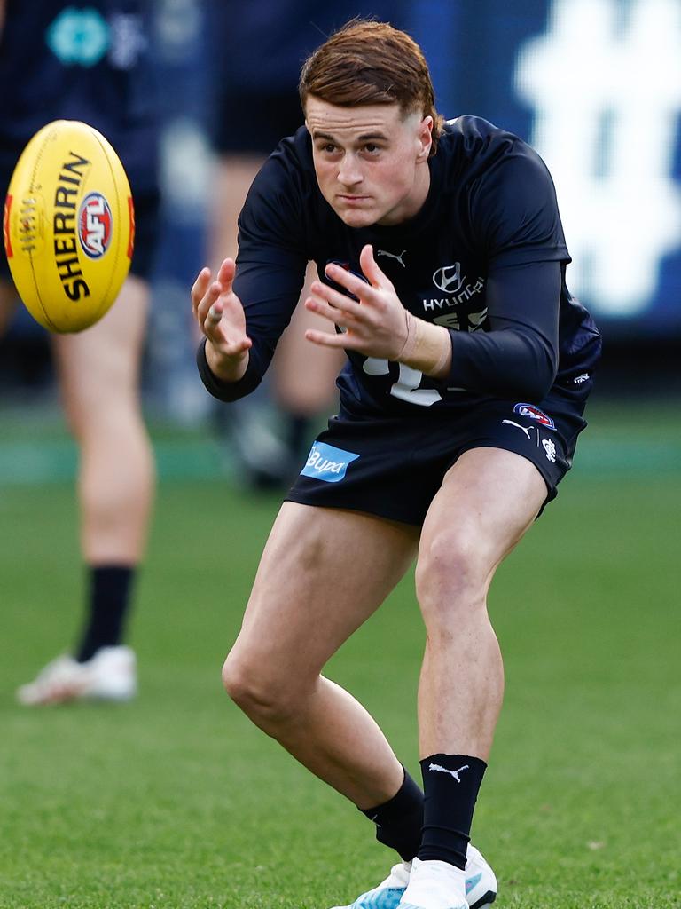 Jaxon Binns is likely to come into the Blues side. Picture: Michael Willson/AFL Photos via Getty Images