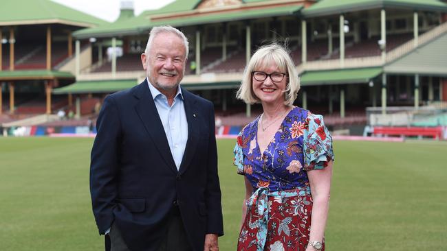 Venues NSW chair Tony Shepherd and SCG chief executive Kerrie Mather at the Sydney Cricket Ground. Picture: John Feder