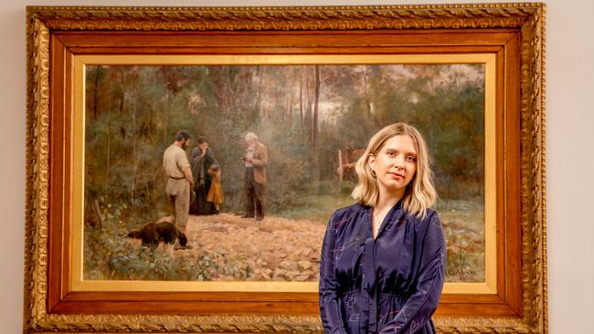 NGV Australian art curator Sophie Gerhard at the She-Oak and Sunlight: Australian Impressionism exhibition, which features some of the most well-known Australian paintings. Picture: Tim Carrafa