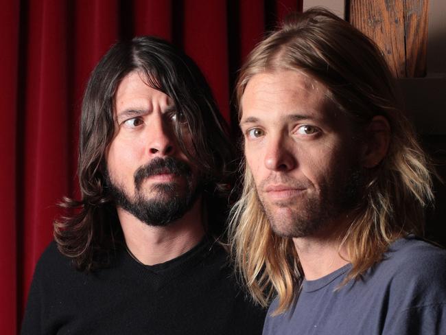 Hawkins with best mate and bandmate Dave Grohl. Picture: Getty Images