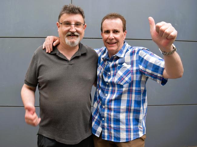 Reggie and Paul Alexander enjoying all the action at the Ladbrokes Cranbourne Cup on Saturday, November 23, 2024. Picture: Jack Colantuono