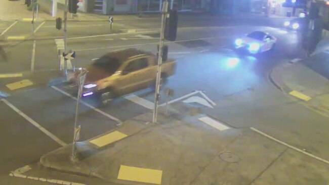 Stills from a Victoria Police-supplied video of the ute involved in the gangland killing.