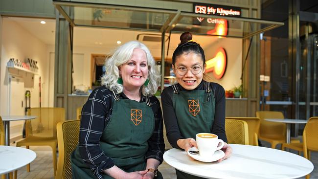 My Kingdom for a Horse owner Emily Raven and head barista Gennie Chee at the new Waymouth St coffee shop. Picture: Tom Huntley