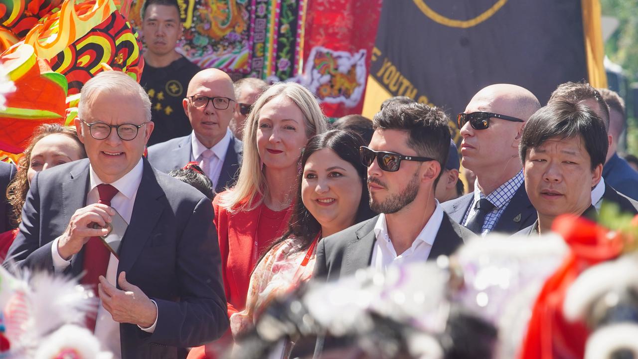 Anthony Albanese and Peter Dutton celebrating Lunar New Year. Picture: Luis Enrique Ascui/NCA NewsWire