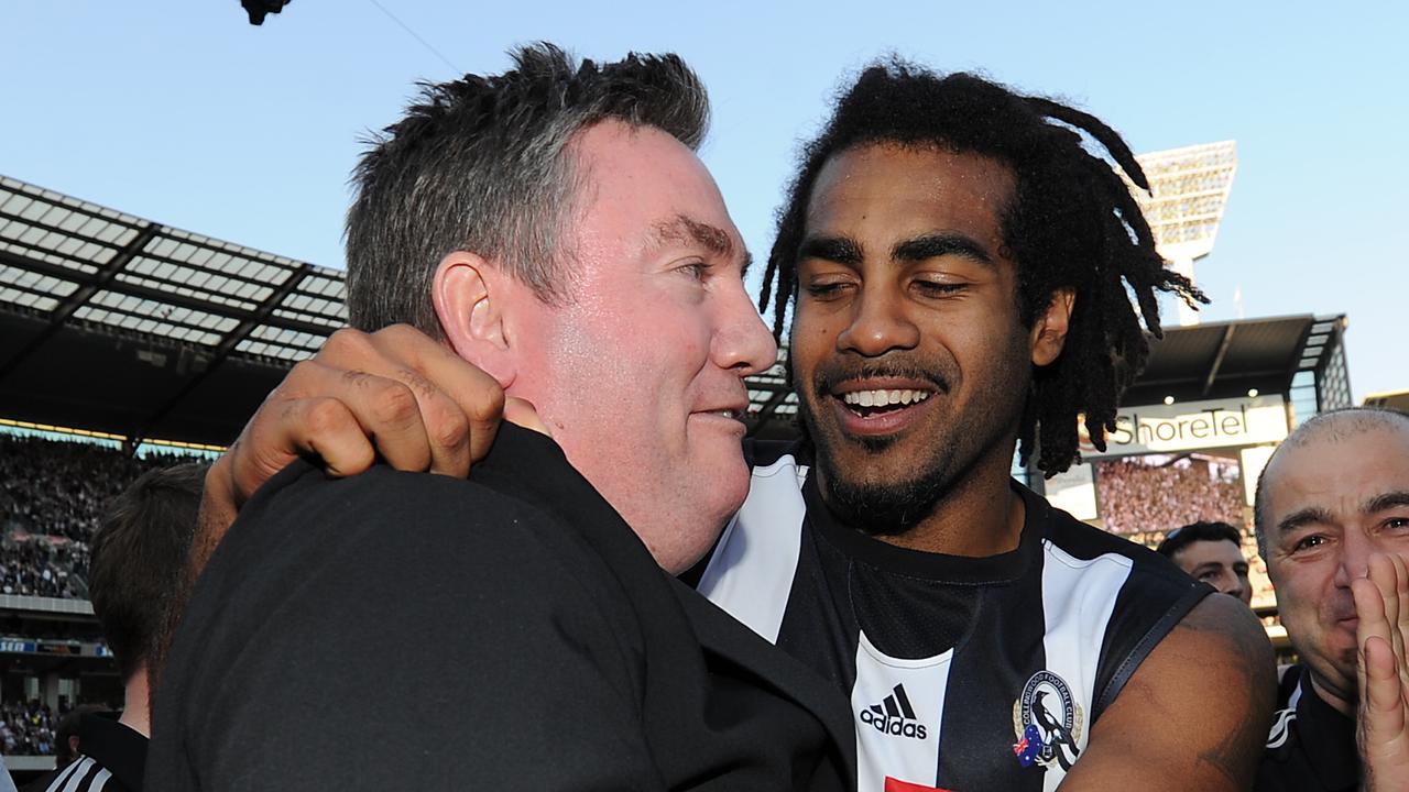 Heritier Lumumba with Eddie McGuire after the 2010 grand final replay.