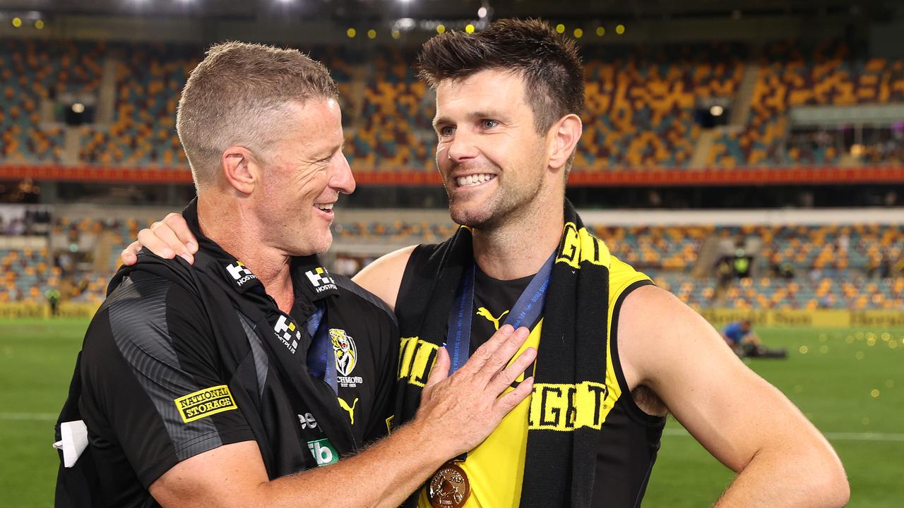 Trent Cotchin says there’s no divide with Damien Hardwick. Picture: Michael Klein