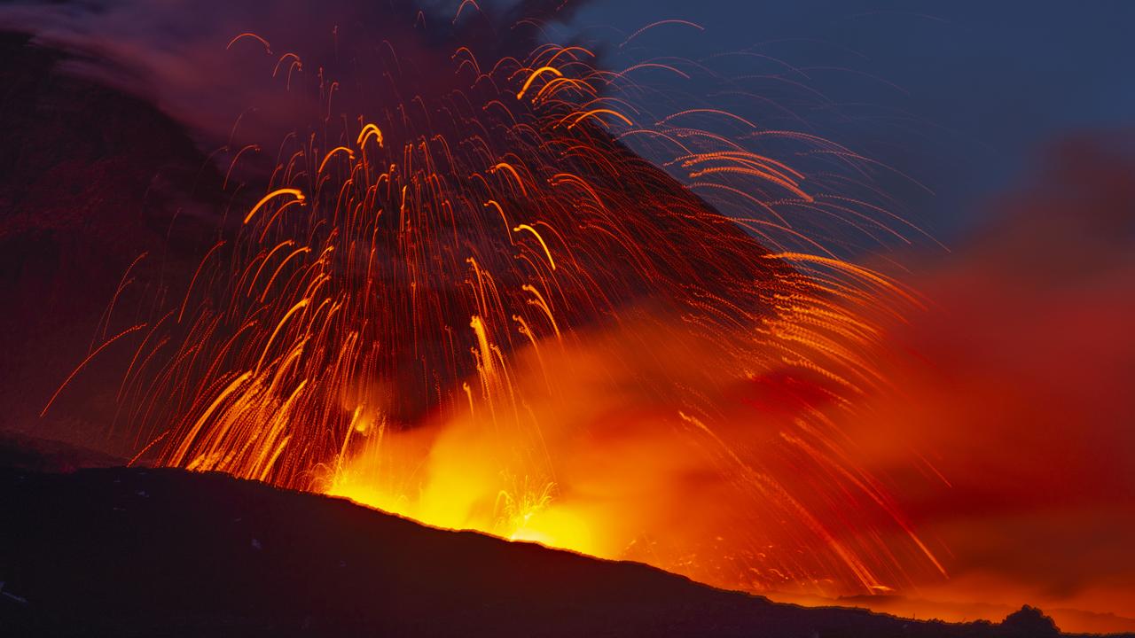 Mt Etna spews lava on Thursday, May 30. Picture: AP