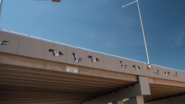 The first new lanes of the Tiger Brennan Drive and Berrimah Road overpass opened to traffic from in April, 2024. Picture: Pema Tamang Pakhrin