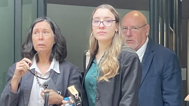 Josephine Vitalie D’Amico supported in court by her parents. Picture: Ashleigh Tullis