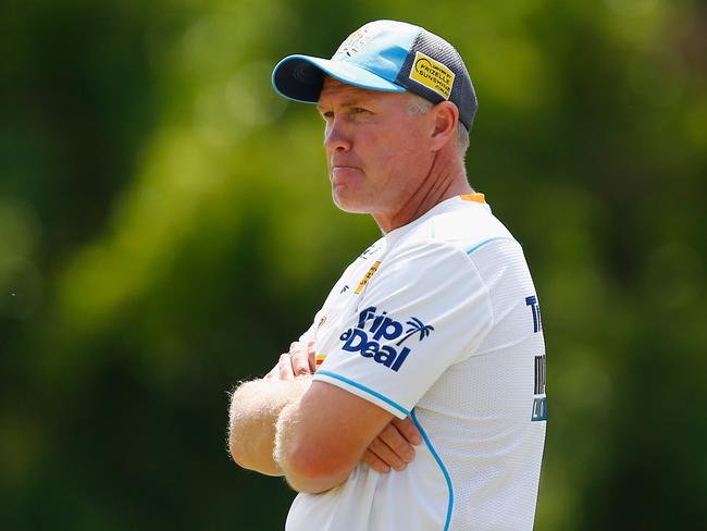 New Titans coach Garth Brennan looks on during a training session.