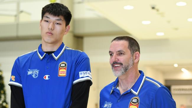 The Brisbane Bullets unveiled the tallest player in league history – 226cm Chinese international centre Chuanxing Liu or “Big Liu” this week. Photo: Albert Perez/Getty Images.