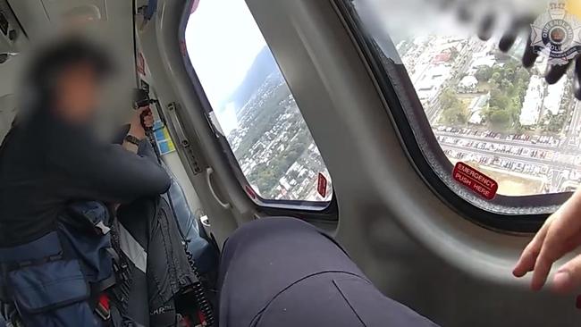 Police spotters in the QGAir Helicopter track an alleged stolen car through the streets of Cairns last year. Picture: Queensland Police