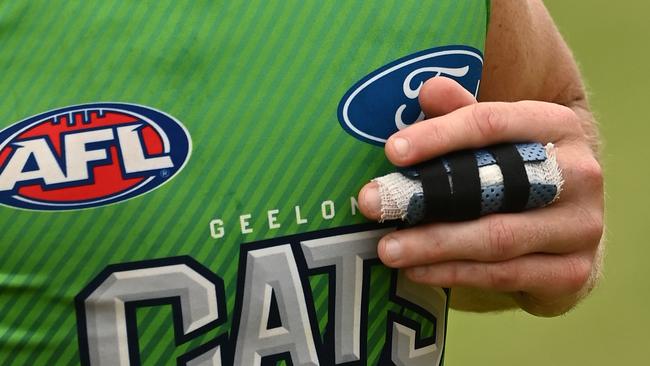 A close up of the finger in question. Picture: Quinn Rooney/Getty Images