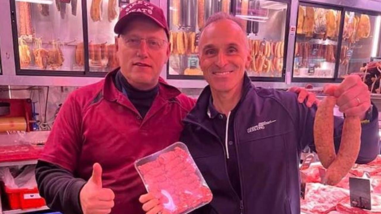 Tony Siketa and Eddy Kontelj promoting a meet and greet outside Siketa Meats. Source: Facebook.