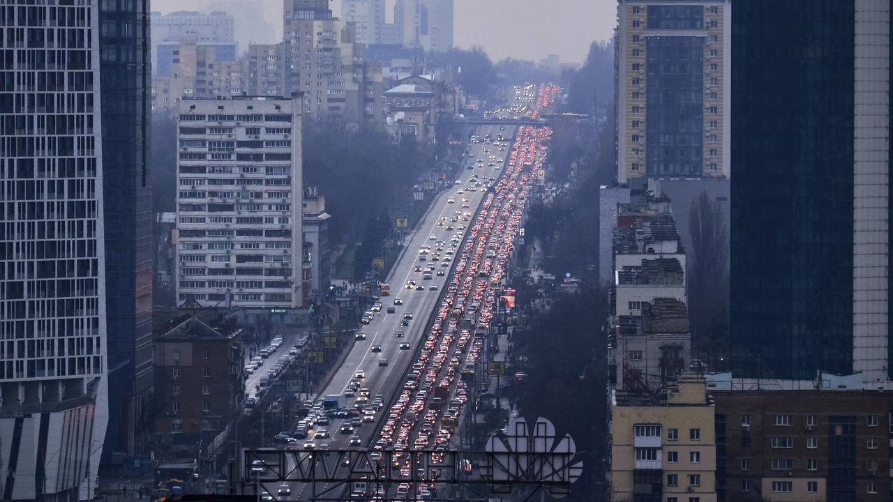 Inhabitants of Kyiv leave the city. Picture: Pierre Crom/Getty Images