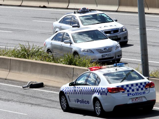 One of the aircraft wheels on the Tullamarine Freeway Picture: Mark Wilson