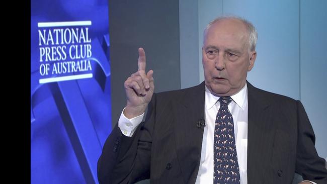 Nessun stormer: Paul Keating indicates how many former prime ministers can deliver an aria of invective that hits high-C. Picture: ABC