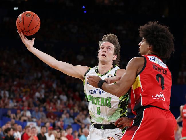 Kody Stattmann of the Phoenix drives to the basket during the round 15 NBL match between Perth Wildcats and South East Melbourne Phoenix at RAC Arena, on January 13, 2024, in Perth, Australia. (Photo by Paul Kane/Getty Images)