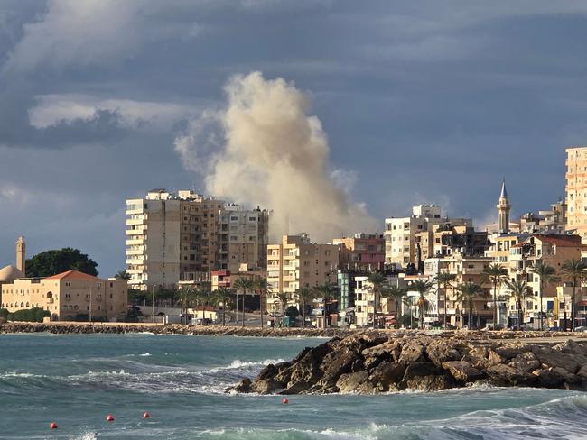 Smoke billows at the site of an Israeli strike in the southern Lebanese city of Tyre. Picture: AFP