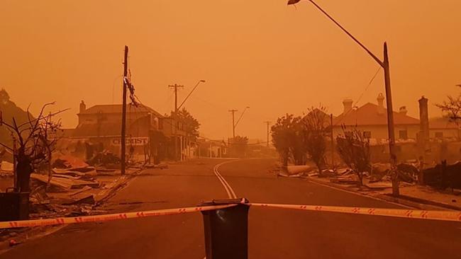 The main street of Cobargo was wiped out. Picture: Twitter.