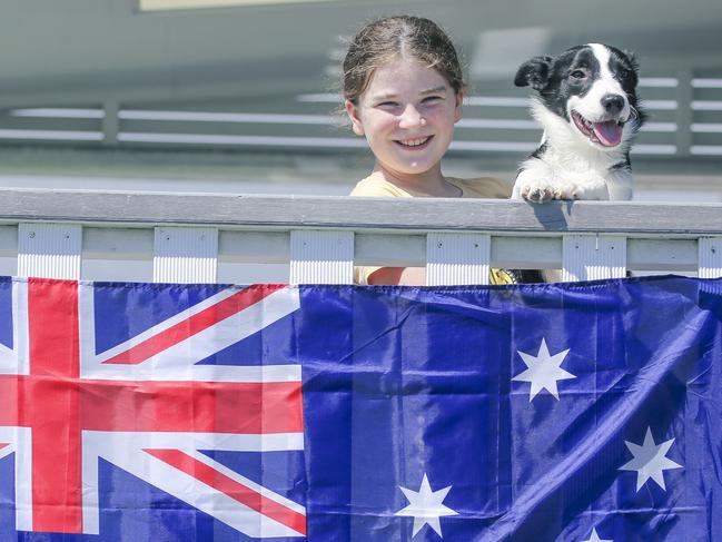 Miklaya Waldren and Maverick enjoying Australia Day 2025 on the Gold Coast .Picture: Glenn Campbell