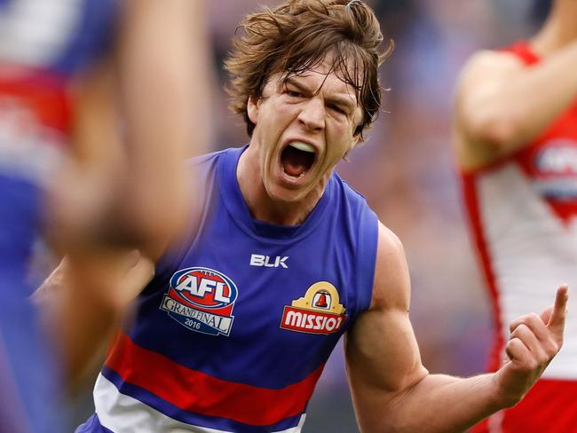 Liam Picken’s 2016 Grand Final day performance and celebrations are etched in Western Bulldogs’ folklore. Picture: AFL Media/Getty Images