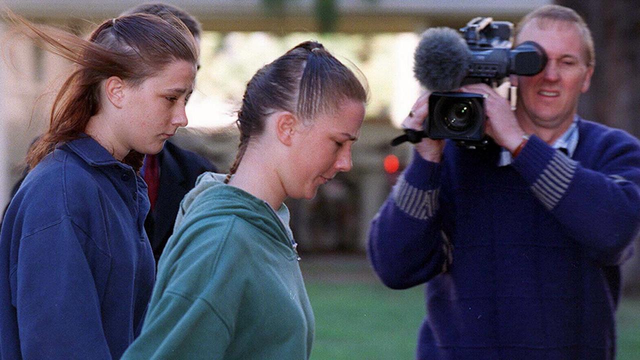 Joanne and Sarah Ingham walking into Nelson District Court to face charges after being deported from Australia. Picture: Supplied