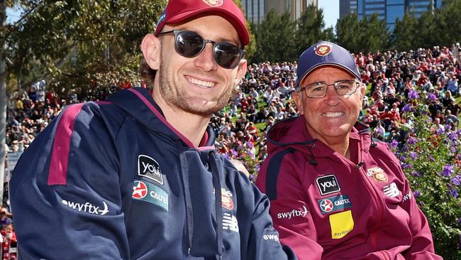 MELBOURNE, SEPTEMBER 27, 2024: 2024 Toyota AFL Grand Final Parade. Harris Andrews and Chris Fagan. Picture: Mark Stewart