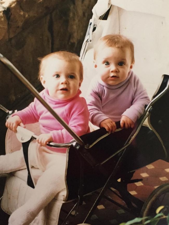 Twins Hannah and Zoe Yates as babies. Picture: Supplied