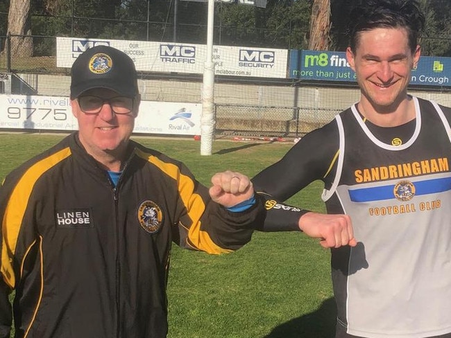 Sandy coach Adrian Connolly and captain Brede Seccull.