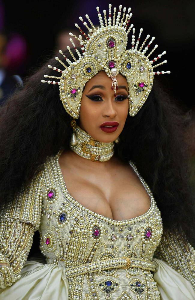 Cardi B’s elaborate getup must weigh a tonne. Source: AFP Photo/Angela Weiss