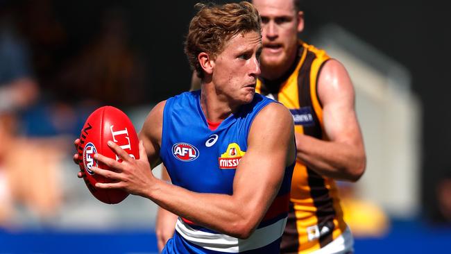 Aaron Naughton is in the mix to debut Round 1 for the Dogs. Picture: Getty Images