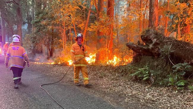 Councillor Peter Young took photographs on his first night out as a volunteer with the Guanaba Rural Fire Brigade fighting the Springbrook fire in late August 2020.