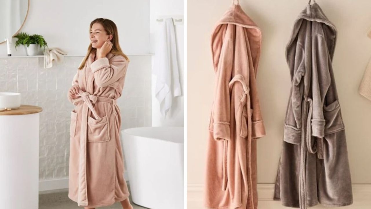 Ultra soft bathrobes in soft stylish tones. Picture: Adairs