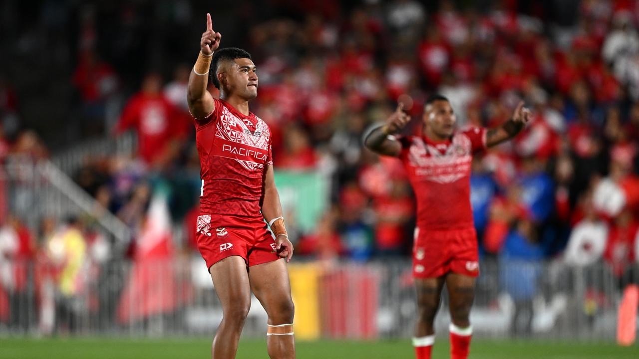 Tonga qualified for the Pacific Cup final thanks to a clutch Isaiya Katoa field goal. Picture: Hannah Peters/Getty Images