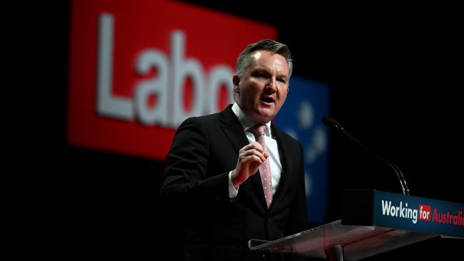 Minister for Climate Change and Energy Chris Bowen speaks at the 49th ALP national conference in Brisbane.