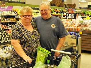 PROUD AUSSIES: Gillian Hickey and Graeme Hill were good at doing cheap shopping for a little while but have chosen to buy Australian products they like. Picture: Campbell Gellie