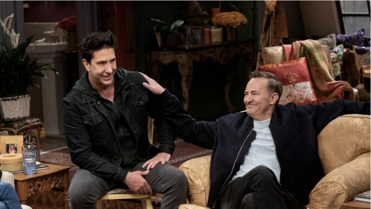 David Schwimmer with Perry during the Friends reunion. Picture: Terence Patrick