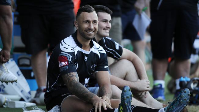 Quade Cooper pictured on the sideline during Wests v Souths rugby at Toowong, Brisbane 29th of April 2018.  (AAP Image/Josh Woning)